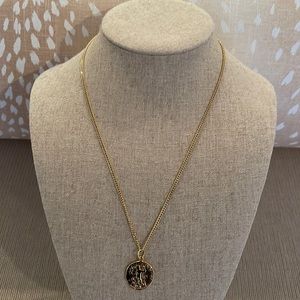 16” gold plated coin necklace.